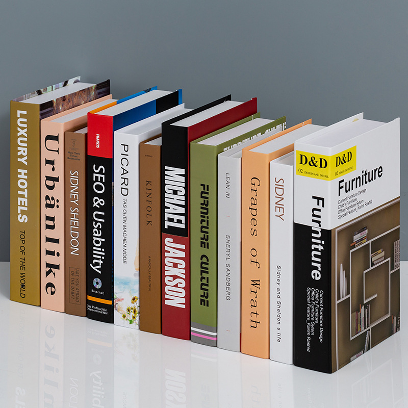 北欧风格装饰书摆件书柜书架摆设道具书英文假书仿真书办公室模型