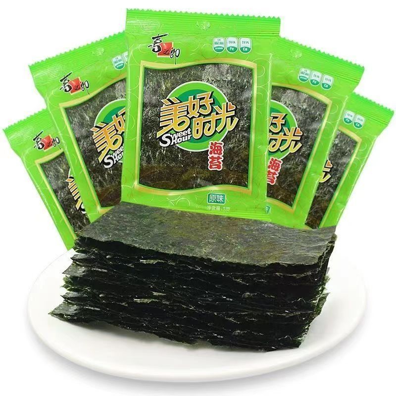 喜之郎美好时光海苔3g袋装原味即食儿童紫菜零食营养紫菜饭团海味
