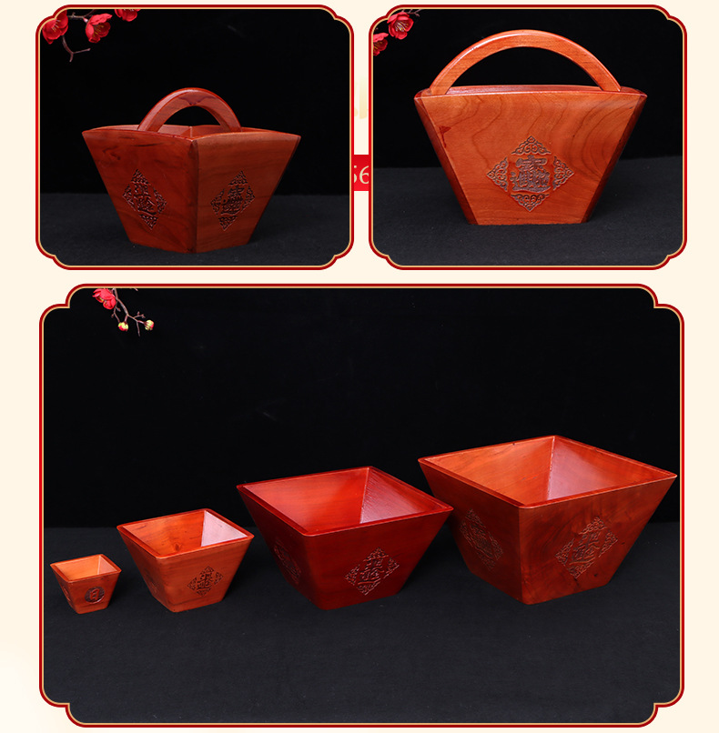 斗升 老式四方实木家用店铺开业礼品 搬迁结婚桃木摆件仿古斗升