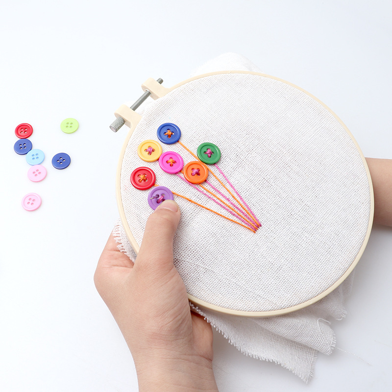 亲子早教绣花缝扣工具套装儿童刺绣套件幼儿园简单针线绣线材料包
