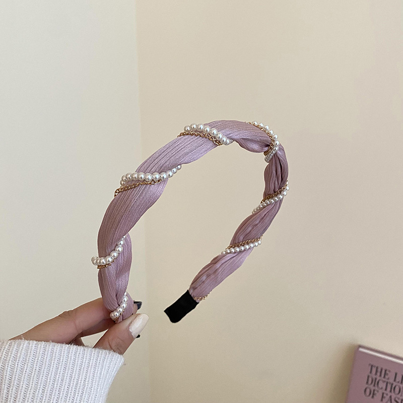 粉色镶钻珍珠蝴蝶结发箍头饰韩国甜美可爱头箍网红简约少女心发饰