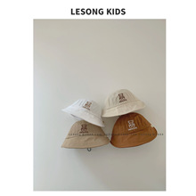 韩国儿童速干帽夏季男童女童户外出游可调节小熊字母遮阳渔夫帽