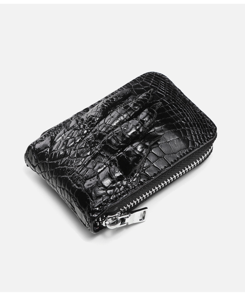 鳄鱼皮真皮小卡包男士大容量多卡位防消磁高档随身证件包银行卡夹