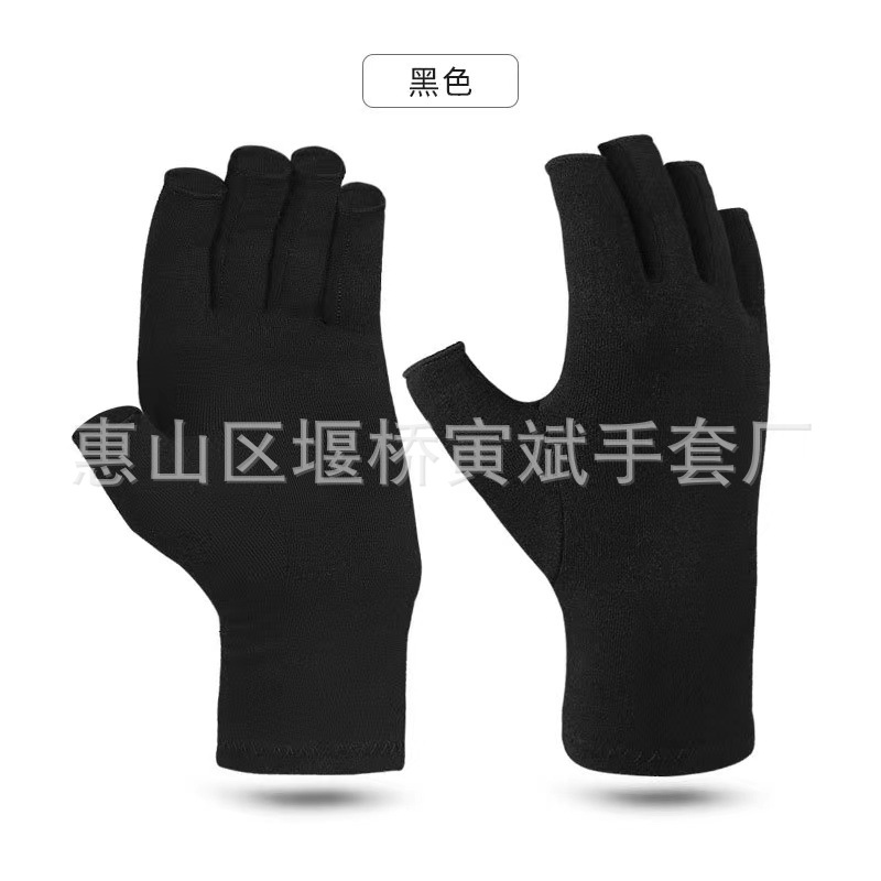 Hemp Gray Half Finger Gloves Color Half Finger Gloves Fitness Pressure Gloves Inflammation Joint Health Care Gloves