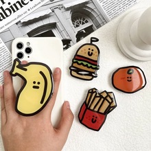 新款创意卡通手机支架香蕉薯条滴胶亚克力手机气囊支架印logo