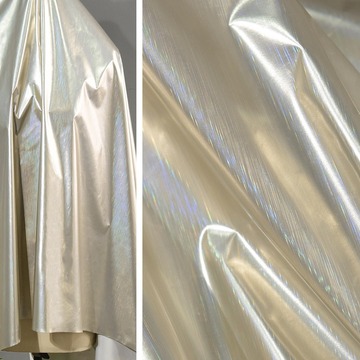 金属镭射幻彩拉丝pu面料 浅金色流星雨羽绒服柔软棉衣防水布料