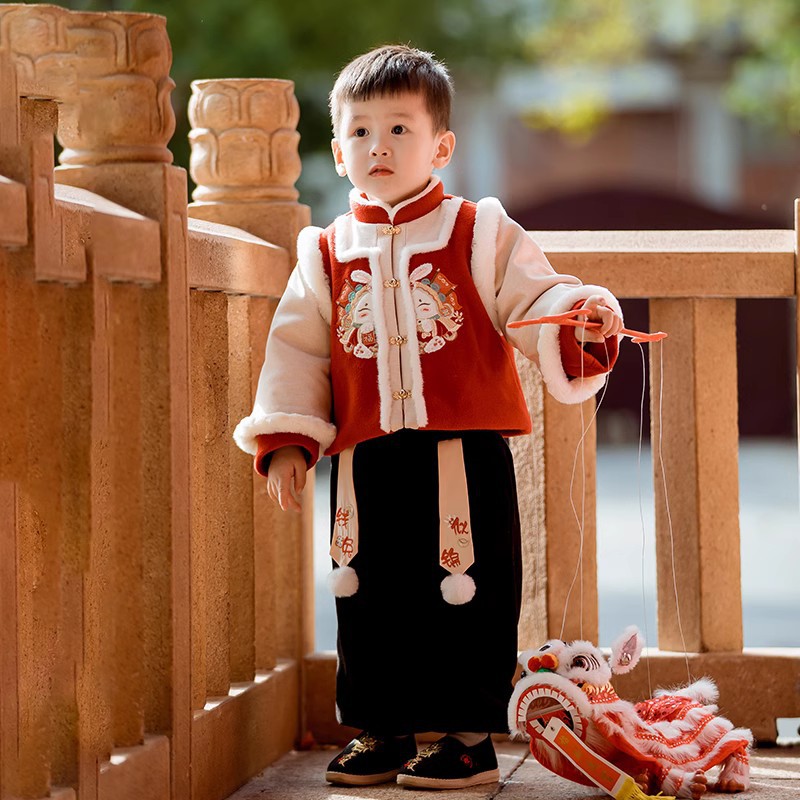 Children's New Chinese Style New Year Clothes Autumn and Winter Hanfu Children Daily Tang Suit Boys and Girls Baby Cute Suit