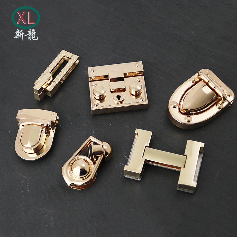 广州五金厂批发箱包锁扣五金配件摁压锁h锁扣插扣锁金属包包锁扣