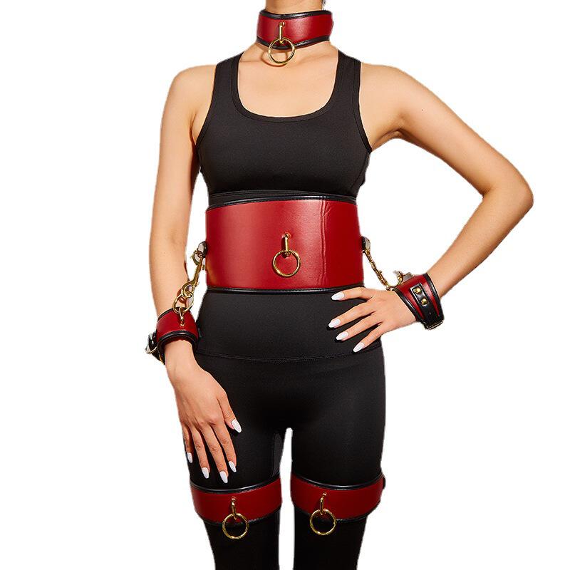 厂家外贸新款皮革手铐带脖套腿环捆绑束腰4件套批发热销款