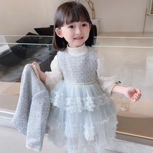 女童纯色洋气小香风套裙2024年春季新款韩版两件套一件代发童装潮