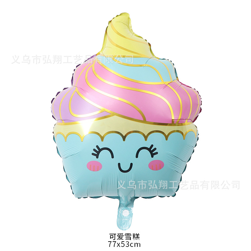 New Summer Cute Cartoon Ice Cream Shape Aluminum Balloon Children's Birthday Decoration Ice Cream Candy Cone