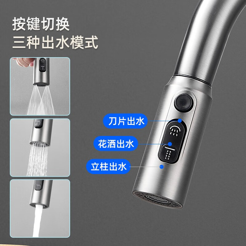 Light Luxury Pull-out Faucet Copper Digital Display Kitchen Sink Sink Sink Sink Hot and Cold Pull-out Rotating Faucet Water Tap