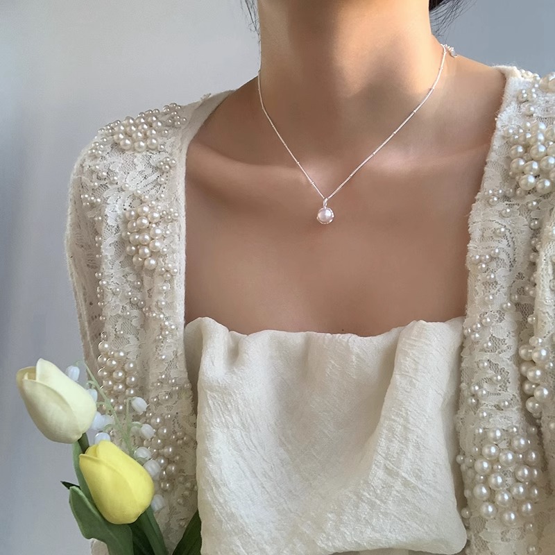 Niche High-Grade Exquisite Single Pearl Necklace Women's Versatile Accessories Temperament Clavicle Chain Non-Fading New Product