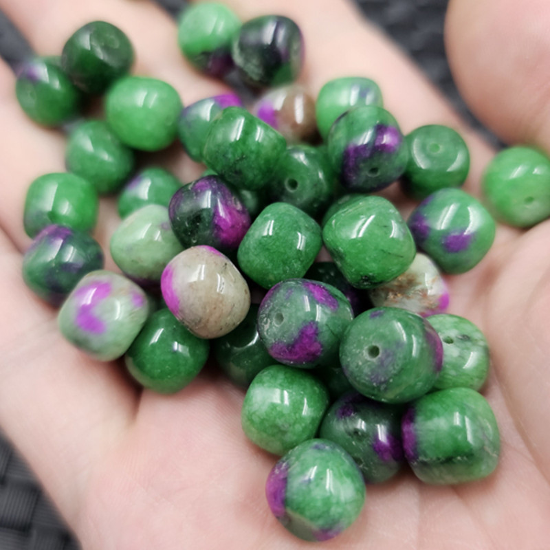 红绿宝老型珠玉石散珠绿色路路通珠子diy手链项链佛珠饰品配件珠