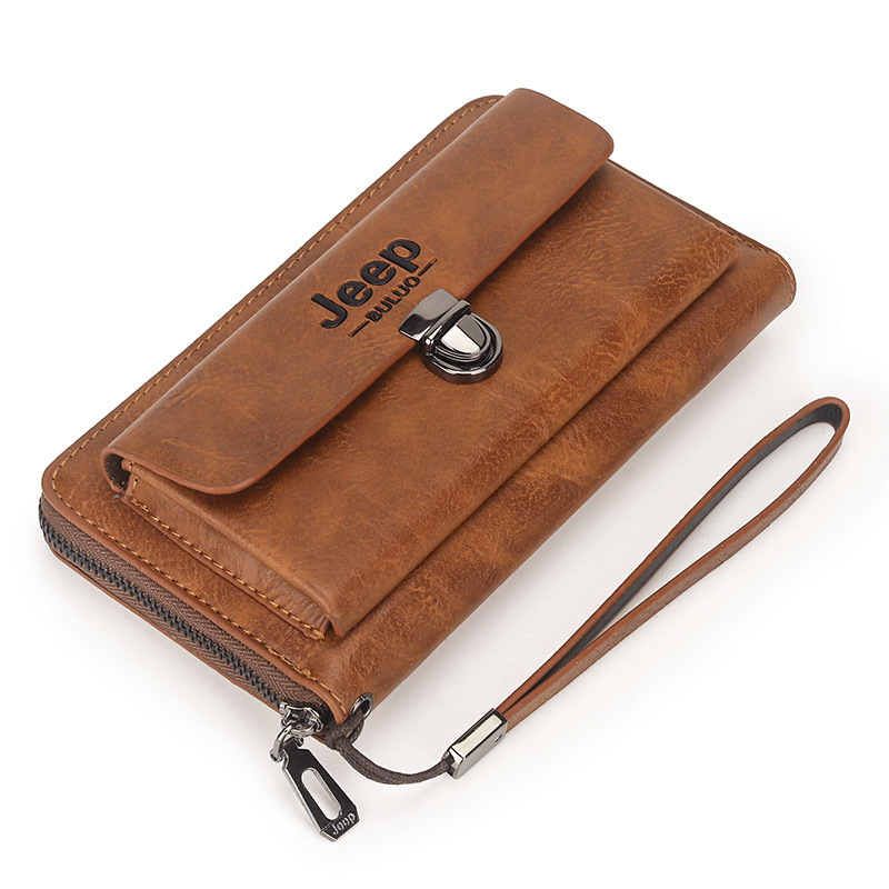 New Pu Men's Clutch Leather Phone Bag Large-Capacity Wallet Wallet