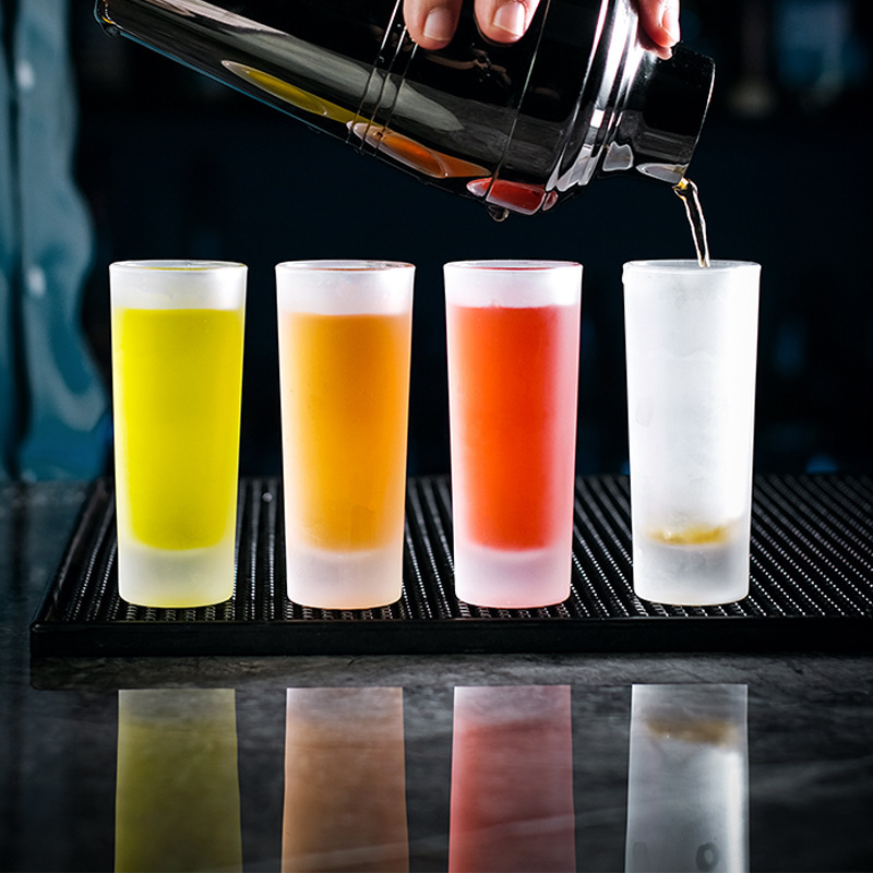 野格酒杯磨砂直身玻璃杯白酒杯子弹杯一口小号龙舌兰酒吧鸡尾酒杯