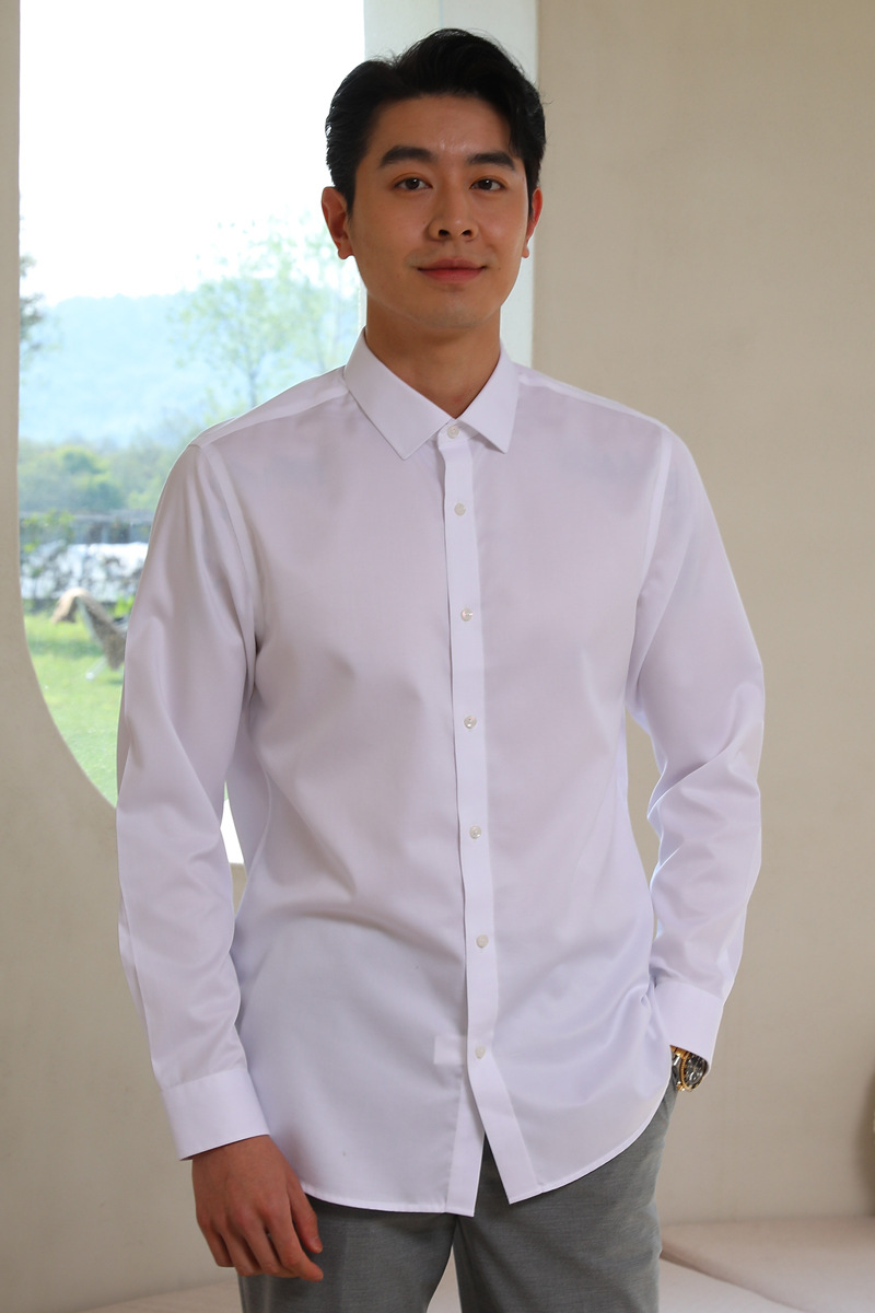 春秋长袖外套商务寸衫纯棉dp免烫衬衣男装2020男士衬衫休闲百搭