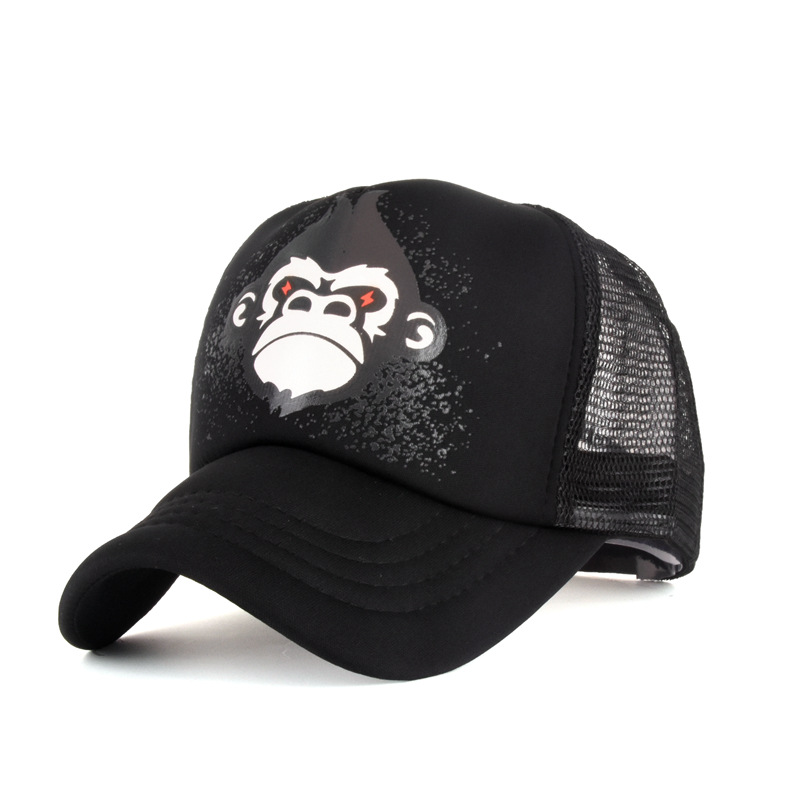 Summer Monkey Mesh Cap Men's and Women's Sun Hats Breathable Sun Hat Casual Baseball Cap Hip Hop Fashion Cartoon Peaked Cap
