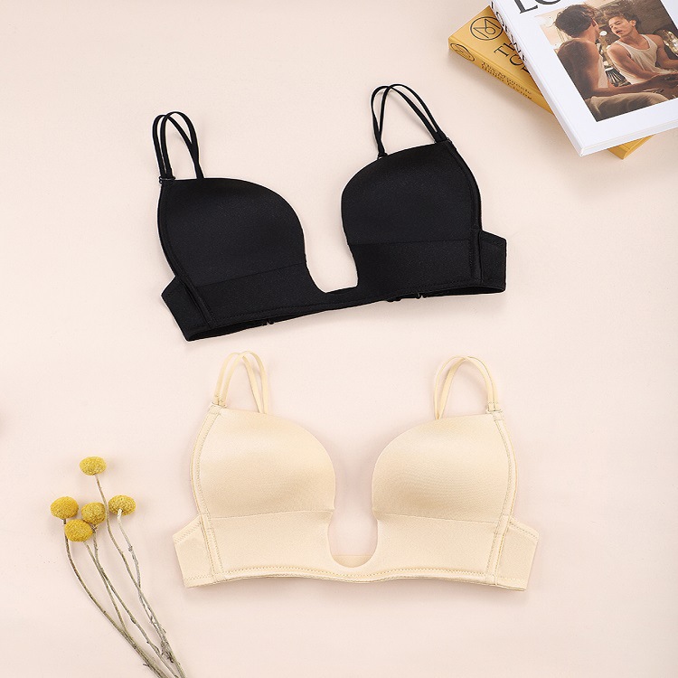 Black Sexy Underwear Women's Front Buckle Wireless Bra Set European and American Underwear Underwear Wholesale