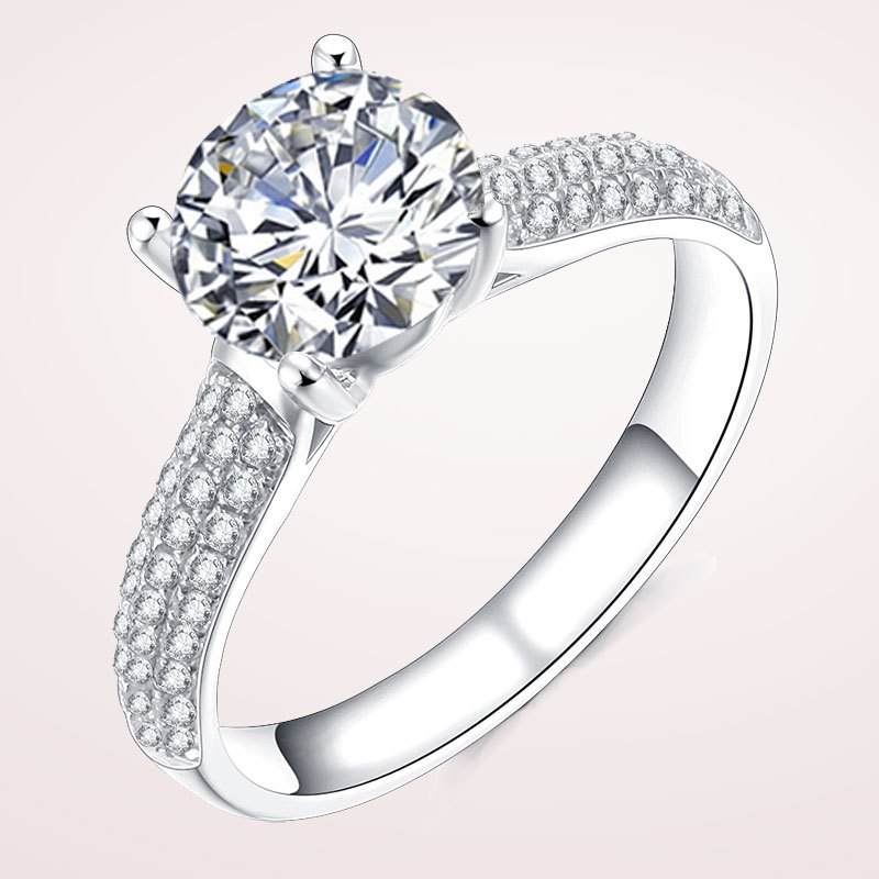 皇妃钻 18k金镶钻石戒指 钻戒 女 80分钻 婚戒 订婚戒指配证书