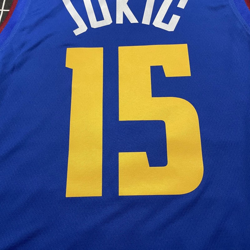 掘金队15号约基奇球衣 1号小波特27号穆雷 城市版雪山黑色白色sw