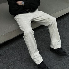2024春季新款白灰色休闲裤基础通勤毛线圈弯刀版型宽松显瘦卫裤