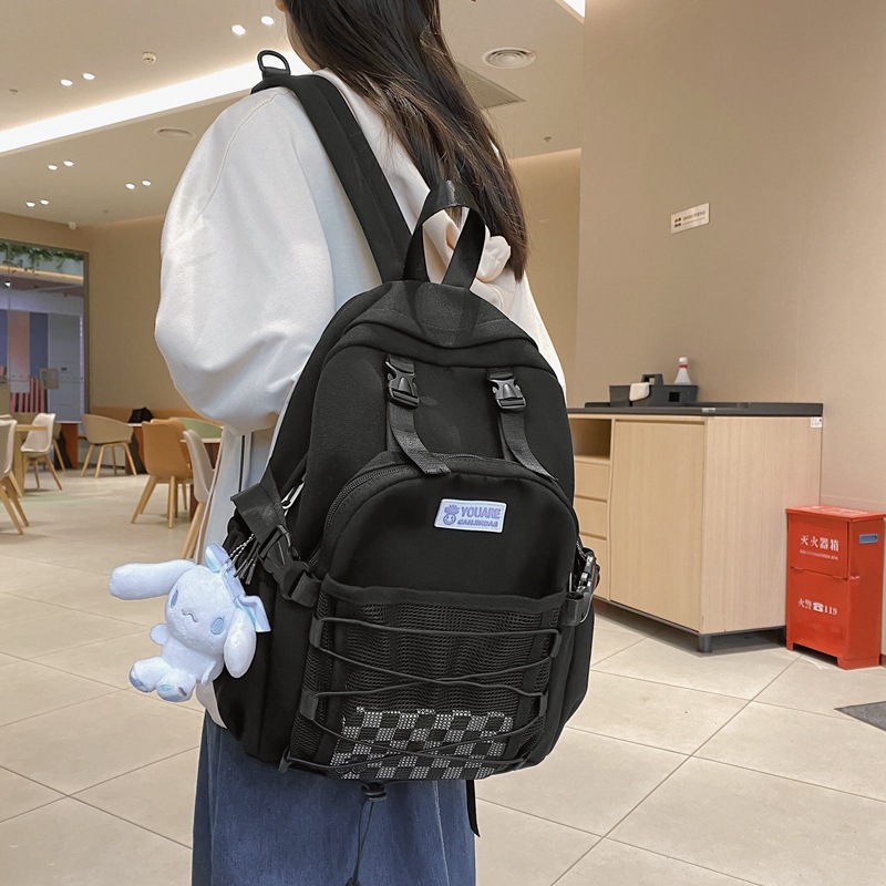 Spring 2022 New Korean Style Large Capacity Junior High School Campus Student Schoolbag Simple All-Matching Travel Backpack Women