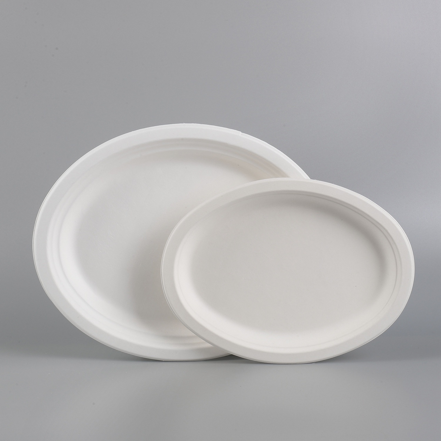 椭圆形可降解盘子堆肥甘蔗浆环保纸浆餐碟家用碟可批发一次性碟子