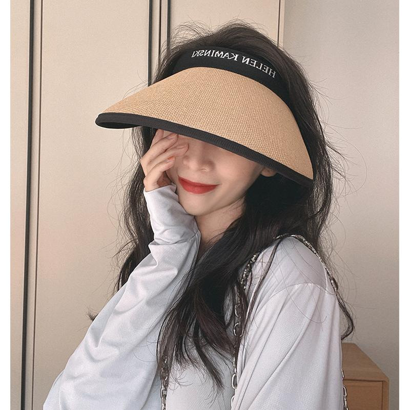 Instagram Mesh Red Hat Summer Sun Protection Sun Hat Air Top UV Protection Sun Hat Black Rubber Big Brim Woven Straw Hat