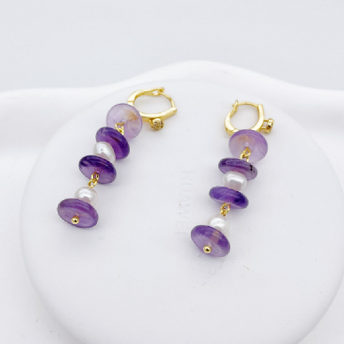 韩国气质优雅紫水晶长款百搭名媛淑女轻奢个性冬季新品外贸耳坠