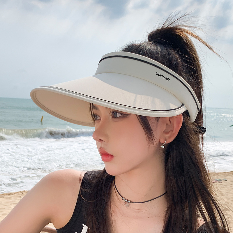 Uv Empty Top Sun Hat Female Summer Big Brim Full Cover Face Uv Protection Ice Silk Sun Hat Outdoor