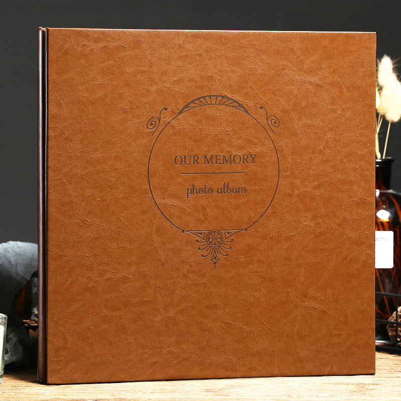 皮质封面可压印来图制作商用家用纪念影集粘胶黑白卡纸覆膜a4相册