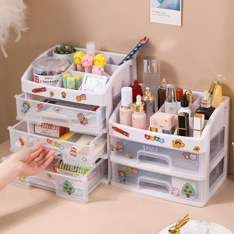 Transparent Cosmetics Storage Box Table Multi-Functional Surface Storage Rack Household Skin Care Products Drawer Storage Box Wholesale