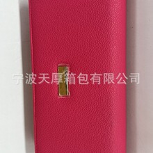 外销畅销款竖款方型时尚纯色女士钱包烫金单拉长款卡包零钱包