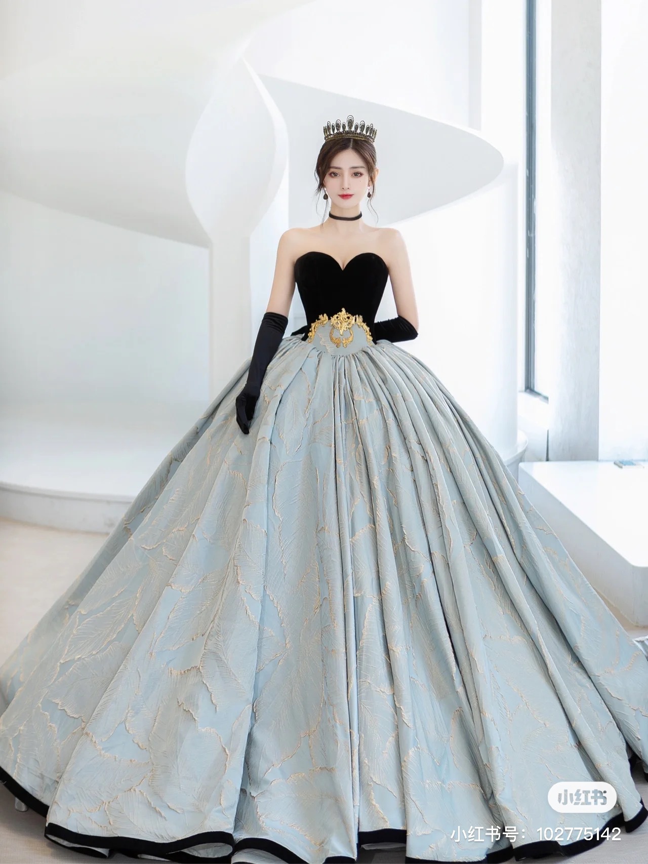 鞠婧祎同款礼服丝绒提花彩丝缎宴会服亚马逊跨境专卖影楼拍摄御姐