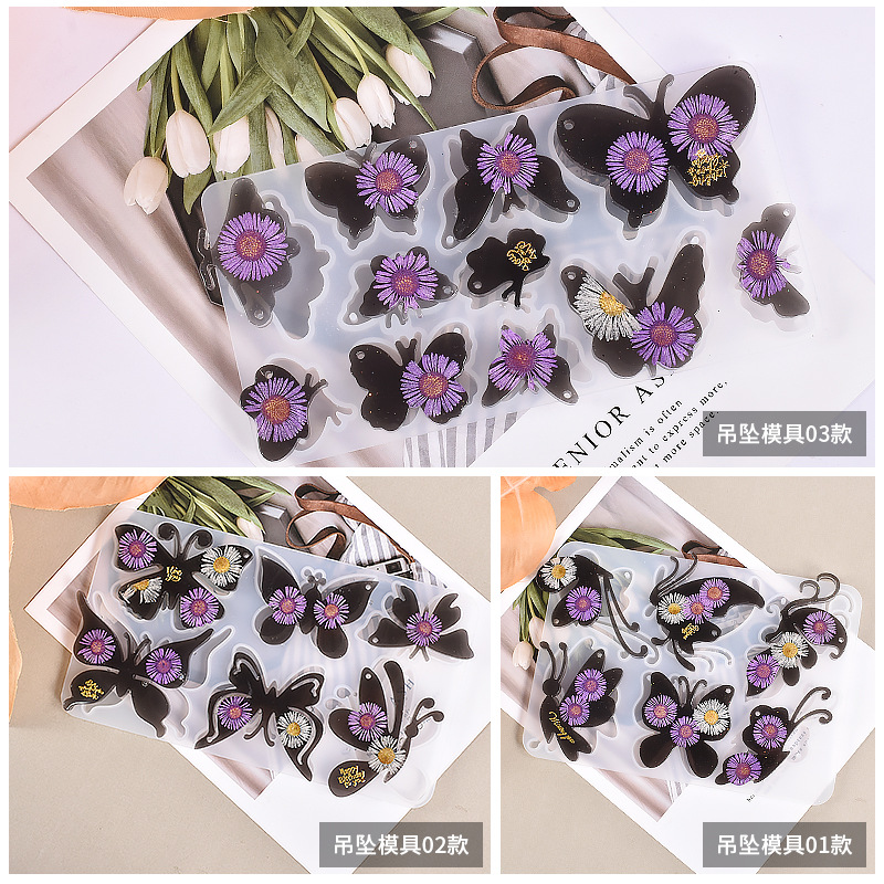 DIY Crystal Glue Full Version Butterfly Pendant Grinding Tool Butterfly Keychain Pendant Listing Silicone Mold