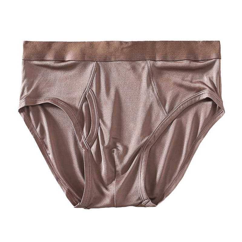 高档天然桑蚕丝男士内裤 针织真丝三角裤 内裤无痕中腰内裤大码