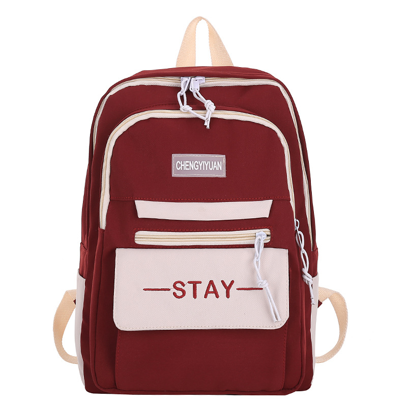 Blue Cool Schoolbag Female Korean High School Harajuku Ulzzang Male Middle School Student Mori Style Contrast Color Large Capacity Backpack