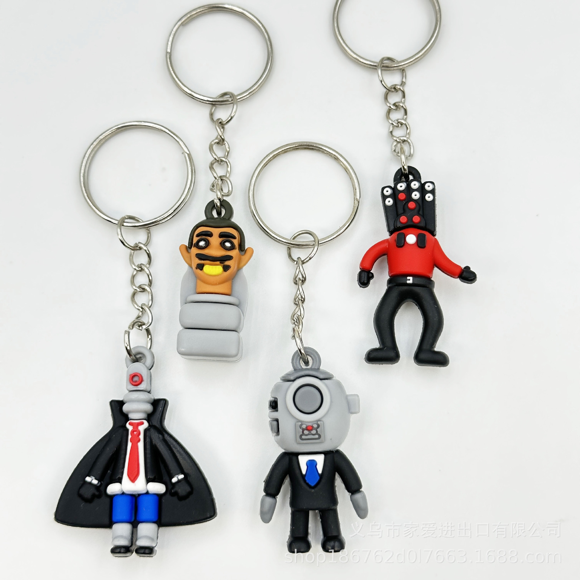 Creative Small Toilet Man Keychain Monitor Man TV Man Stereo Doll Pvc Car Key Case Package Pendant