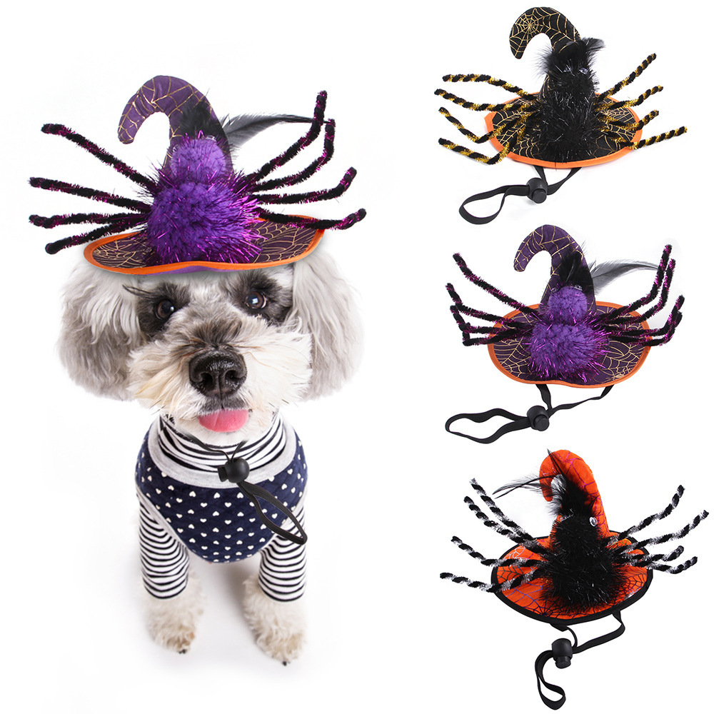 New Cross-Border Pet Funny Headdress Cat Halloween Hat Spider Headgear Dog Funny Supplies in Stock