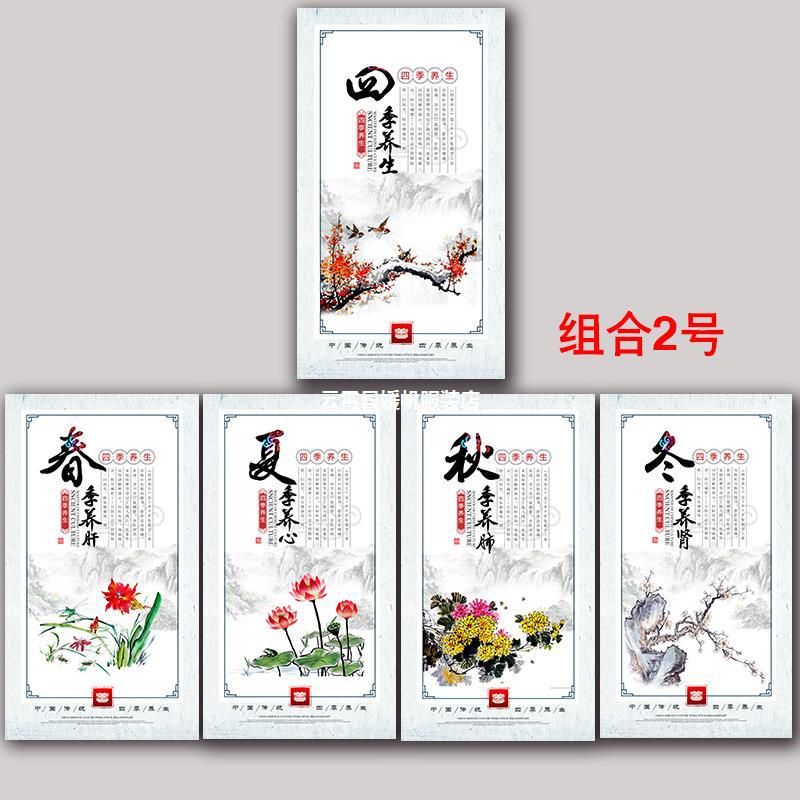 四季养生图贴春夏秋冬客厅海报宣传画中医养生挂图养生馆装饰挂画