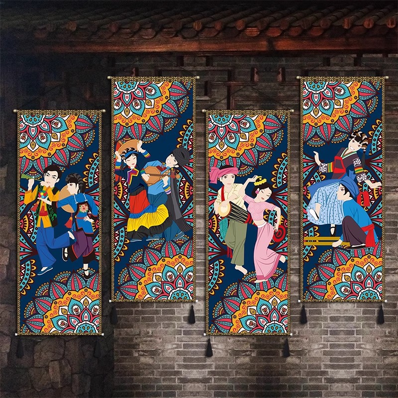 56个民族挂画挂毯民宿酒店宾馆餐厅装饰画墙面布艺挂布遮挡画壁毯