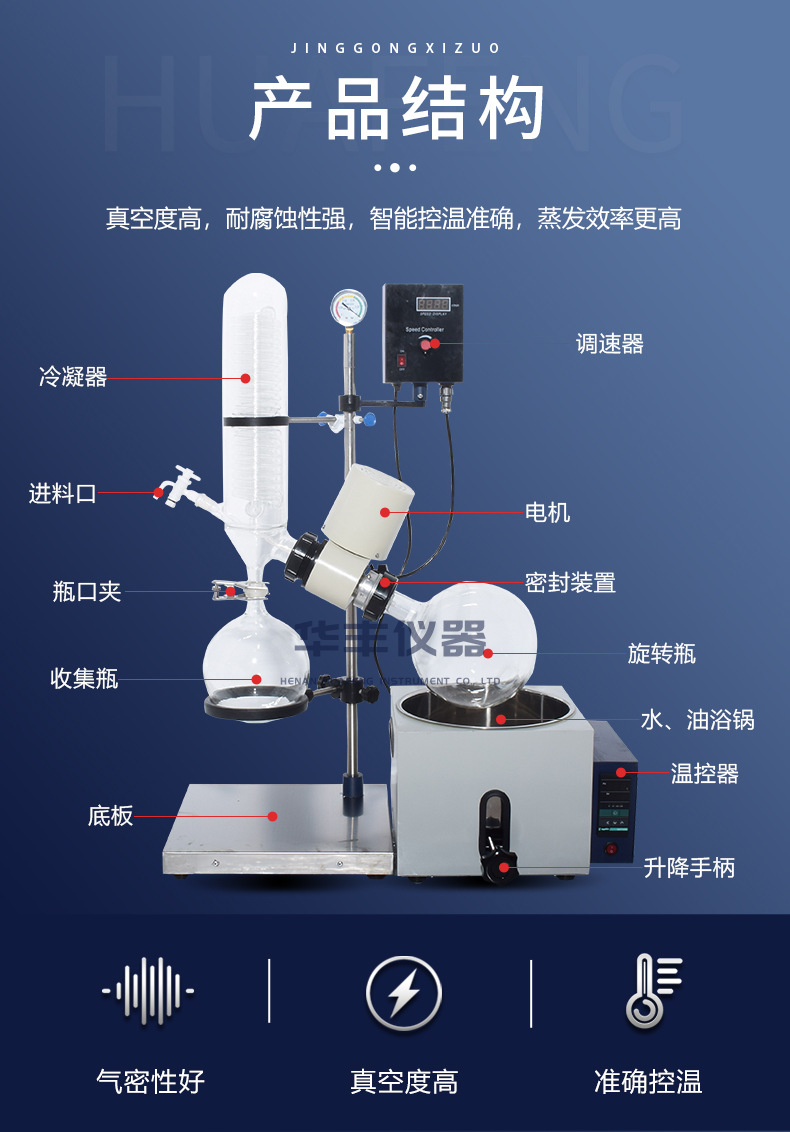 河南华丰仪器旋转蒸发器3l re-301实验室蒸馏提纯旋转蒸发仪