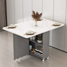 家用折叠餐桌小户型可移动多功能餐边柜组合碗柜微波炉柜吃饭桌子