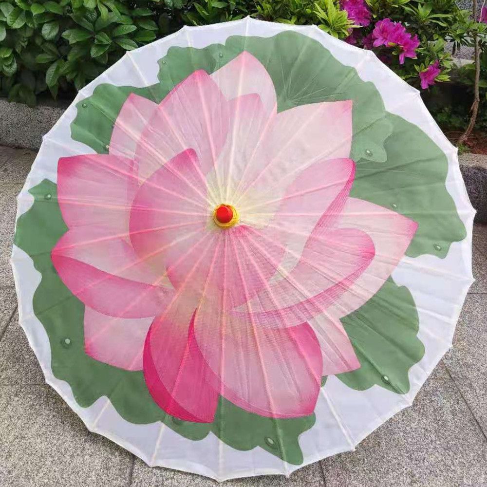 荷花图印花伞舞蹈工艺伞模特走秀用室内外装饰吊顶广场舞专业用伞