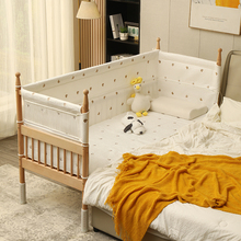 可升降实木榉木拼接床宝宝加宽大床边床加高护栏婴儿延边床带床围