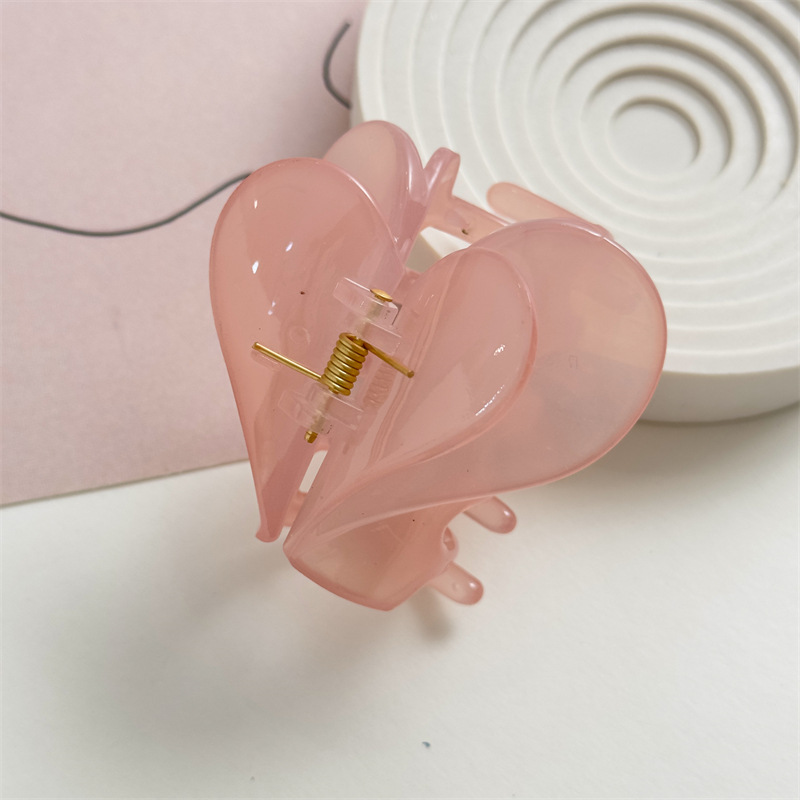 Double Heart Love Double Layer Acrylic Jaw Clip Fashion Female Ol Hair Updo Holder Back Head Shark Clip Barrettes Spot