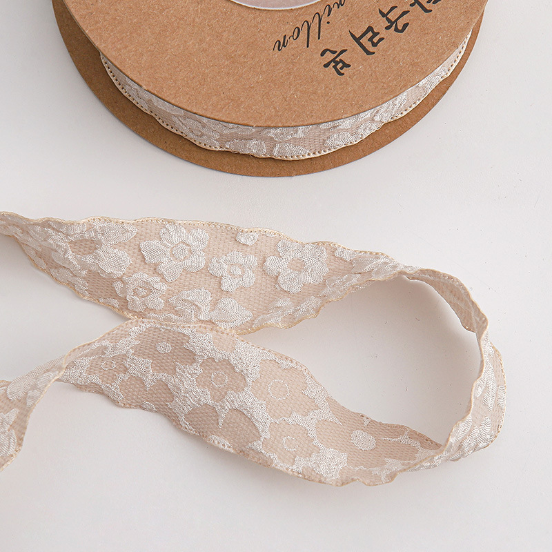 Flowers Packing Ribbon Gift Packaging Strap Thickened Lace Simple Creative Pleated Embossed Flower Ribbon Wholesale
