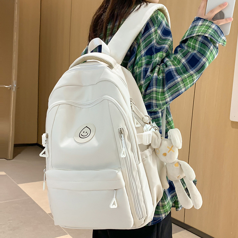 Schoolbag for Women 2023 New Korean Style Ins Style Fashion Solid Color Large Capacity Backpack for College Students Computer Backpack for Men