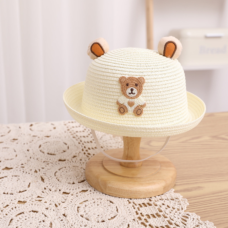 Baby Boy Hat Summer Little Girls' Straw Hat Cartoon Sun Protection Summer Hat Child Sun-Proof 2-5 Years Old Bucket Hat Beach Hat 3